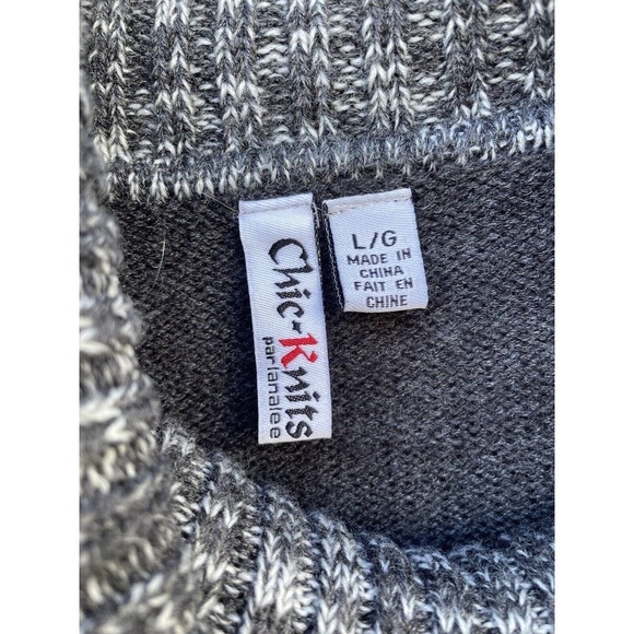 Lana Lee Sweater Cowl Neck Fair Isle Gray Knit Women's Large Tunic Horse Bit - Picture 4 of 6